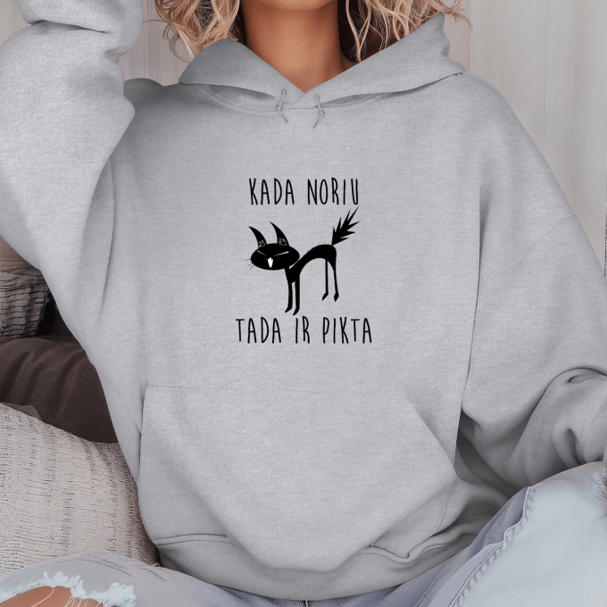 Unisex džemperis su spauda „Pikta katytė“ - Image 2