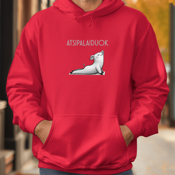 Unisex džemperis su spauda „Atsipalaiduojanti kiaulytė“ - Image 3