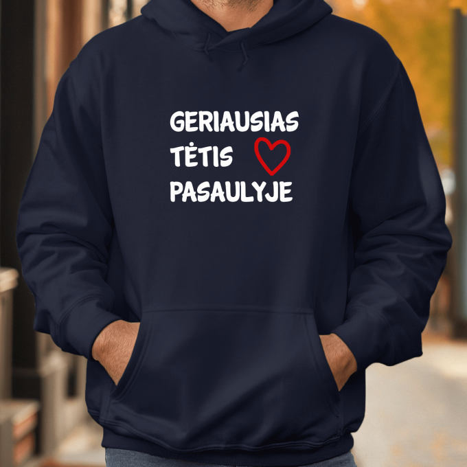Unisex džemperis su spauda „Geriausias tėtis su širdele“