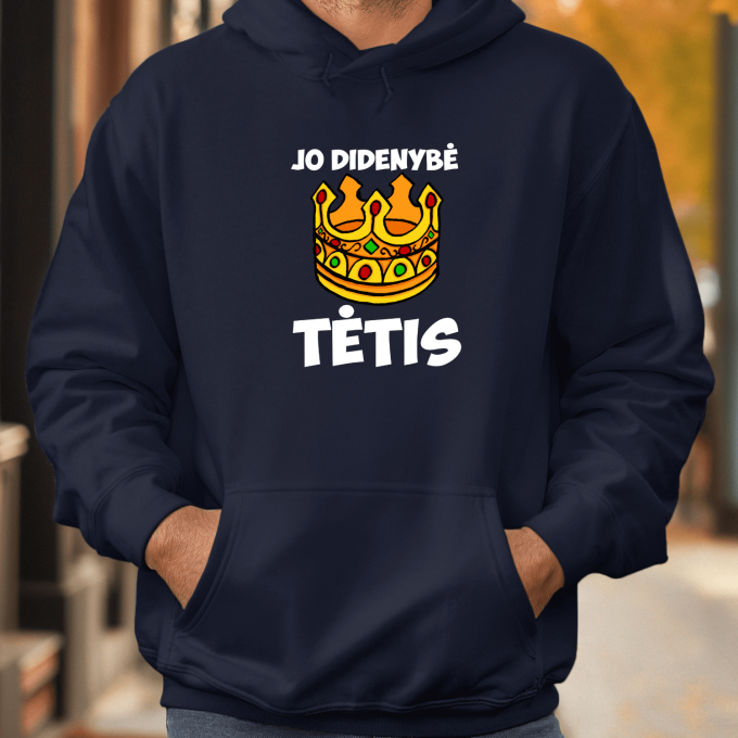 Unisex džemperis su spauda „Jo didenybė tėtis“