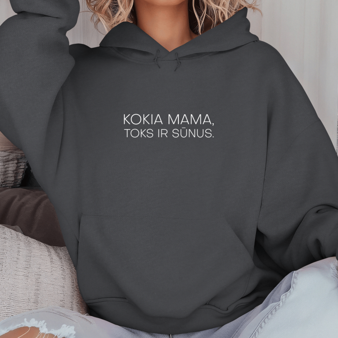 Unisex džemperis su spauda „Kokia mama, toks ir sūnus“