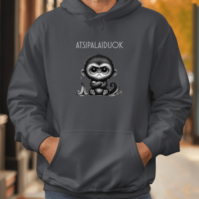 Unisex džemperis su spauda „Nepatenkinta beždžionėlė“ - Image 5