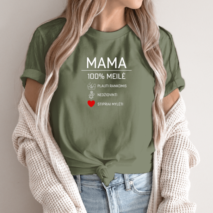 Unisex marškinėliai su spauda „Mamos priežiūra“ - Image 3