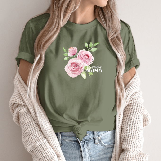 Unisex marškinėliai su spauda „Geriausia mama su rožėmis“ - Image 3