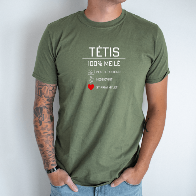 Unisex marškinėliai su spauda „Tėčio priežiūra“ - Image 2