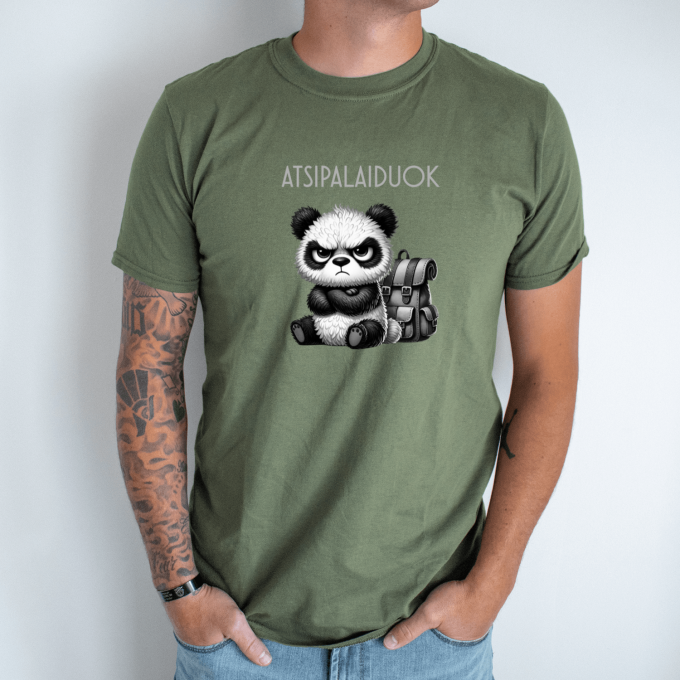 Unisex marškinėliai su spauda „Nepatenkinta panda“ - Image 6
