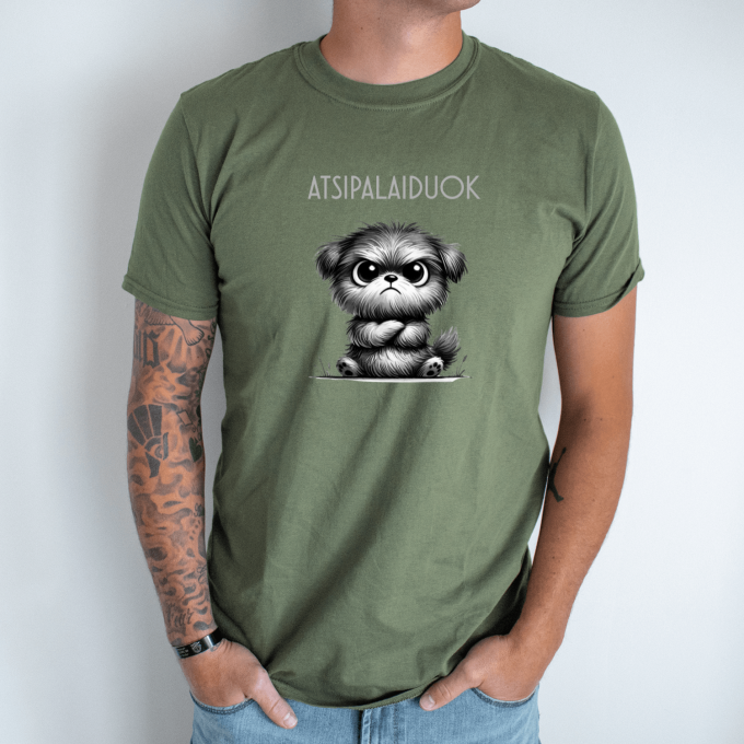 Unisex marškinėliai su spauda „Nepatenkintas šuniukas“ - Image 12