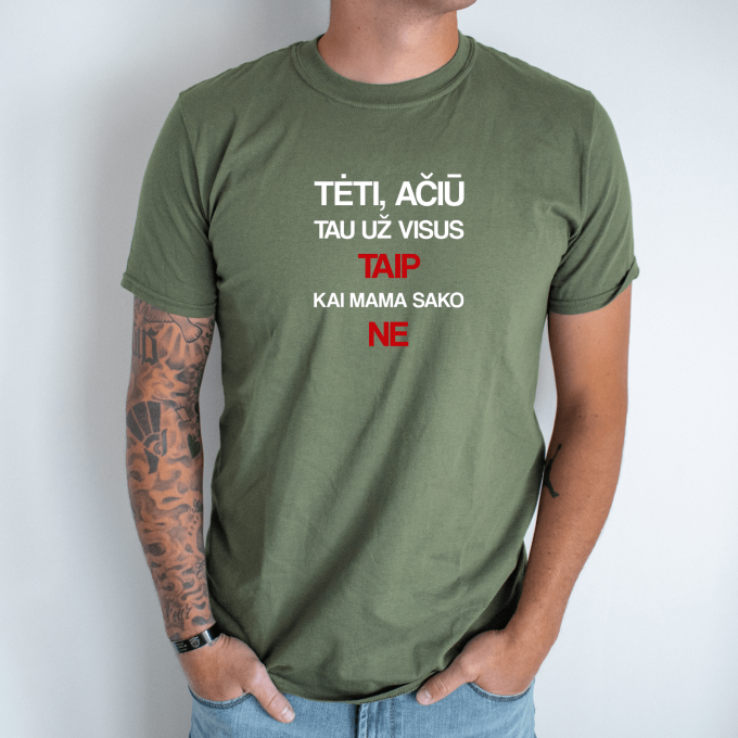 Unisex marškinėliai su spauda „Tėti, ačiū tau už visus Taip“ - Image 2