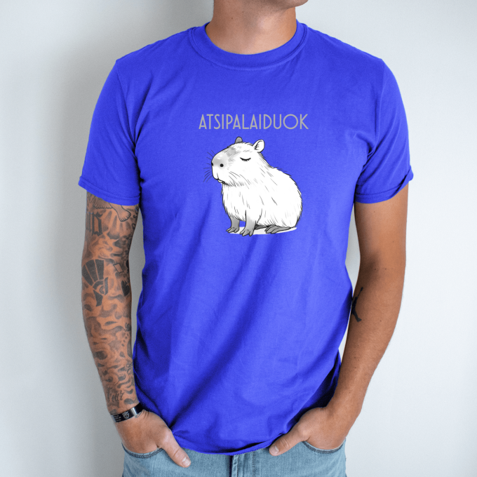 Unisex marškinėliai su spauda „Atsipalaiduojanti capybara“ - Image 3