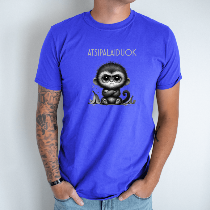 Unisex marškinėliai su spauda „Nepatenkinta beždžionėlė“ - Image 7