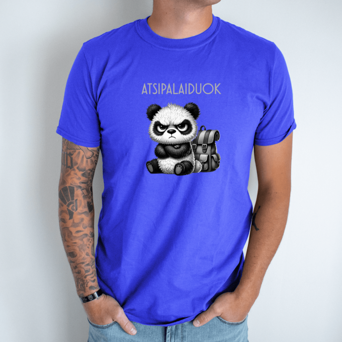 Unisex marškinėliai su spauda „Nepatenkinta panda“ - Image 8