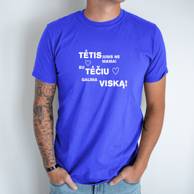 Unisex marškinėliai su spauda „Tėtis jums ne mama“ - Image 6