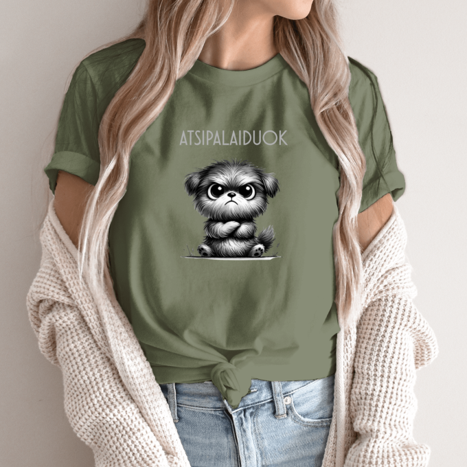 Unisex marškinėliai su spauda „Nepatenkintas šuniukas“ - Image 7