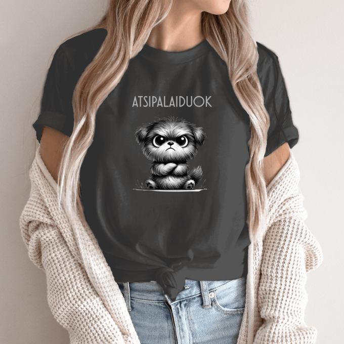 Unisex marškinėliai su spauda „Nepatenkintas šuniukas“ - Image 11
