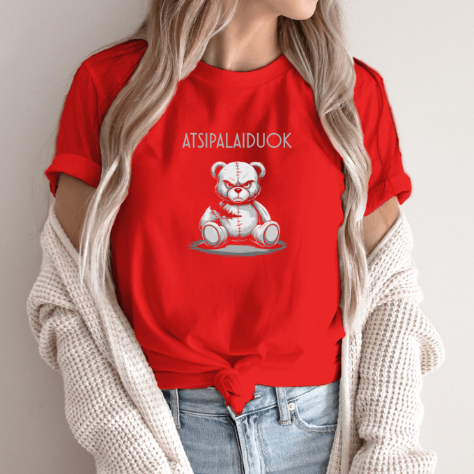 Unisex marškinėliai su spauda „Nepatenkintas meškis“ - Image 9