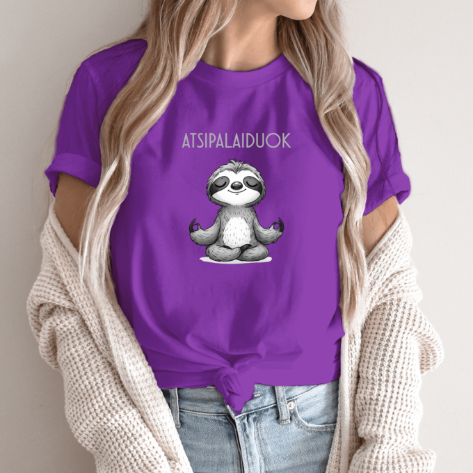Unisex marškinėliai su spauda „Atsipalaidavęs tinginys“ - Image 9