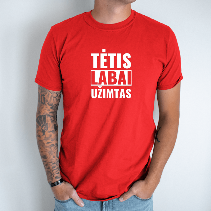 Unisex marškinėliai su spauda „Tėtis labai užimtas“ - Image 6