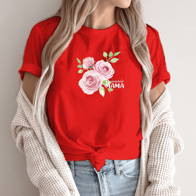 Unisex marškinėliai su spauda „Geriausia mama su rožėmis“ - Image 4