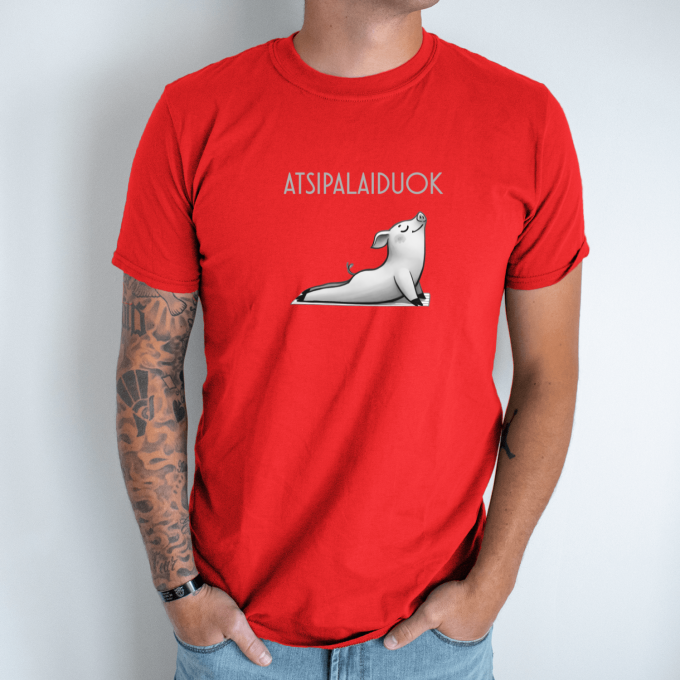 Unisex marškinėliai su spauda „Atsipalaiduojanti kiaulytė“ - Image 5