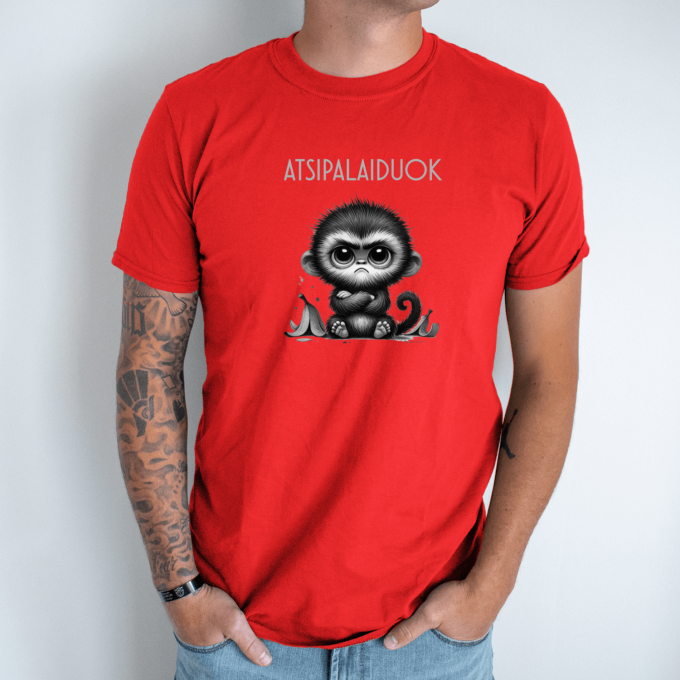 Unisex marškinėliai su spauda „Nepatenkinta beždžionėlė“ - Image 9