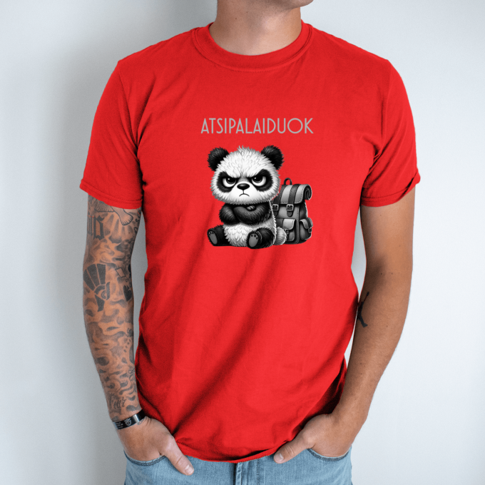 Unisex marškinėliai su spauda „Nepatenkinta panda“ - Image 11