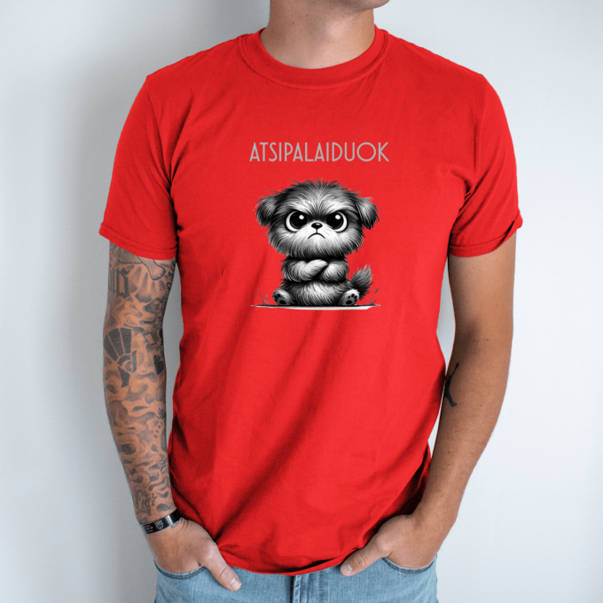 Unisex marškinėliai su spauda „Nepatenkintas šuniukas“ - Image 4
