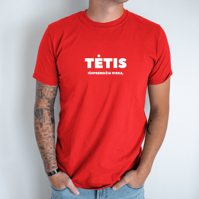 Unisex marškinėliai su spauda „Tėtis išsprendžia viską“ - Image 5