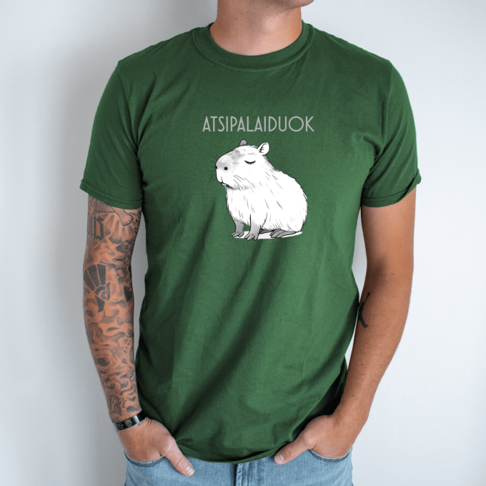 Unisex marškinėliai su spauda „Atsipalaiduojanti capybara“ - Image 5