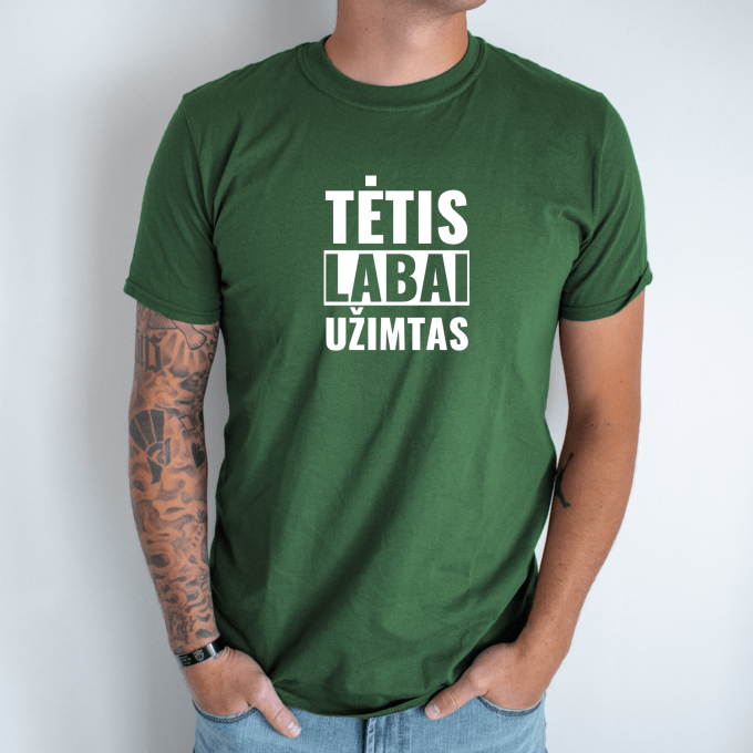 Unisex marškinėliai su spauda „Tėtis labai užimtas“ - Image 4