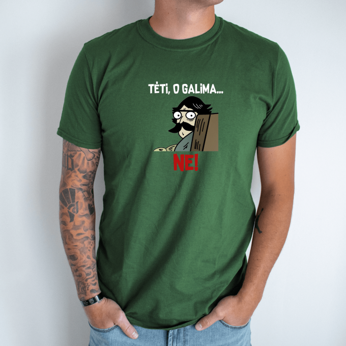 Unisex marškinėliai su spauda „Tėti, o galima“ - Image 3