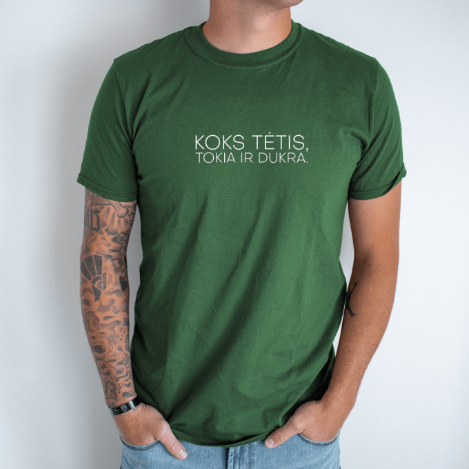 Unisex marškinėliai su spauda „Koks tėtis, tokia ir dukra“ - Image 3
