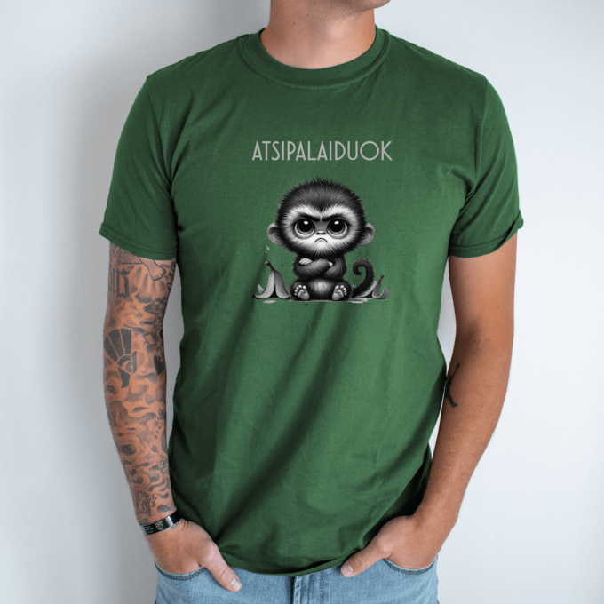 Unisex marškinėliai su spauda „Nepatenkinta beždžionėlė“ - Image 8