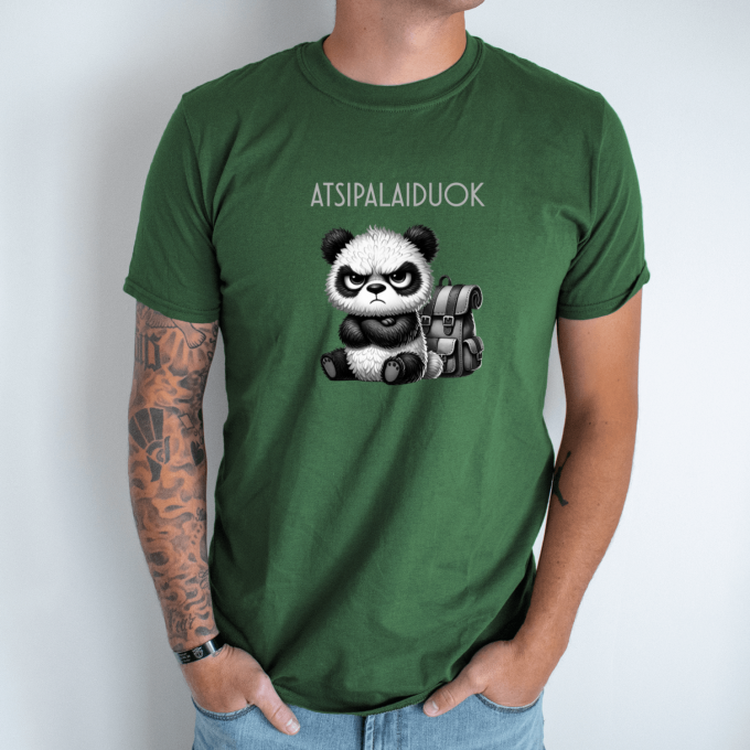 Unisex marškinėliai su spauda „Nepatenkinta panda“ - Image 7
