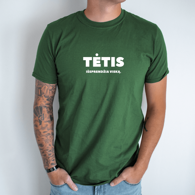 Unisex marškinėliai su spauda „Tėtis išsprendžia viską“ - Image 4