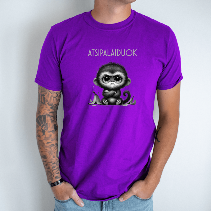 Unisex marškinėliai su spauda „Nepatenkinta beždžionėlė“ - Image 11
