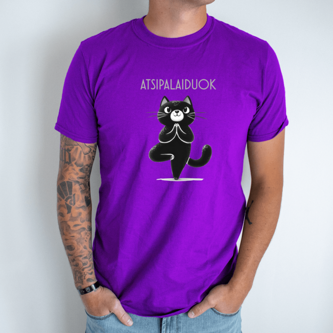 Unisex marškinėliai su spauda „Ramus katinas“ - Image 10
