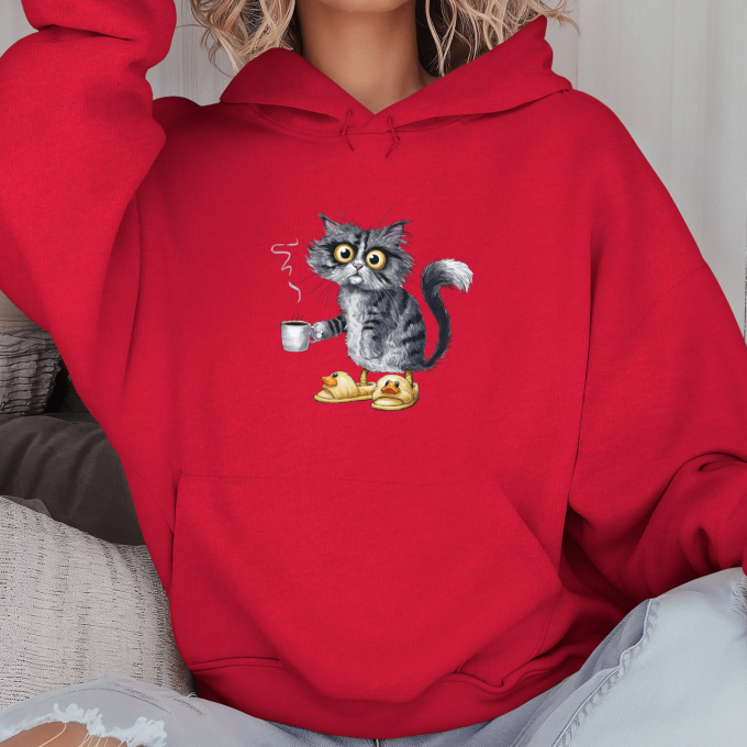 Unisex džemperis su spauda „Pavargęs katinas su kava“ - Image 4