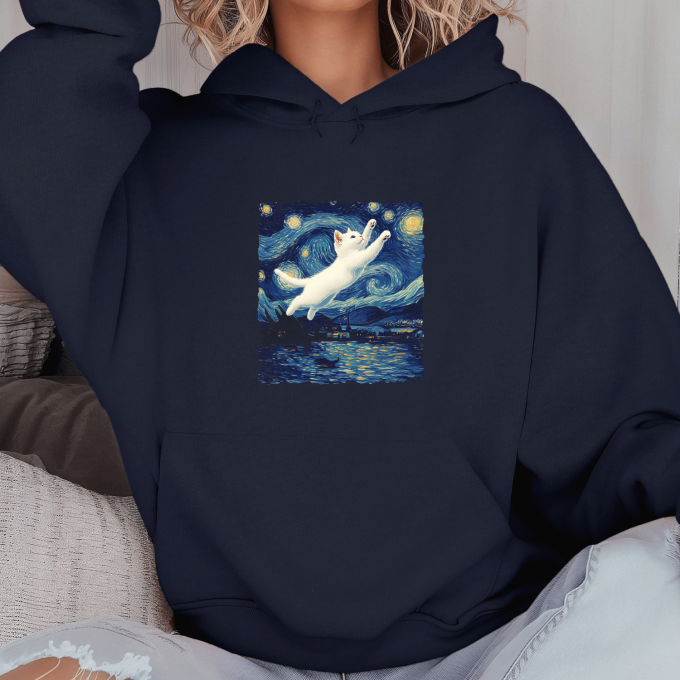 Unisex džemperis su spauda „Nakties šuolis“