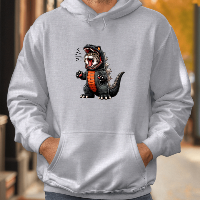 Unisex džemperis su spauda „Dino katinas“