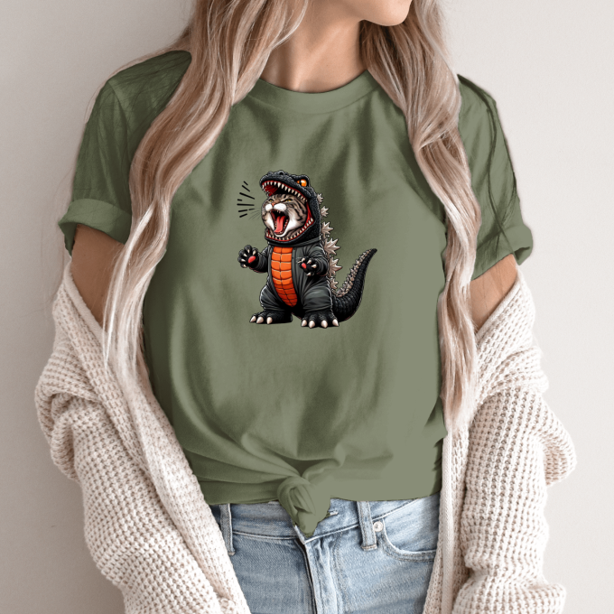 Unisex marškinėliai su spauda „Dino katinas“ - Image 9