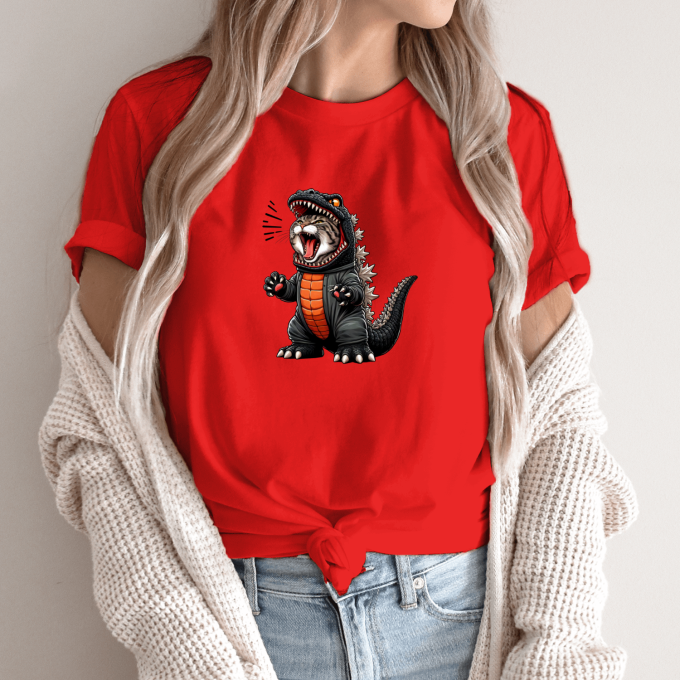 Unisex marškinėliai su spauda „Dino katinas“ - Image 10