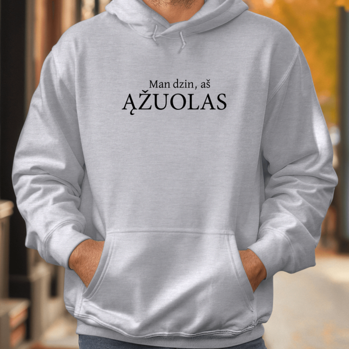 Unisex džemperis su spauda „Man dzin, aš …“ jūsų vardas