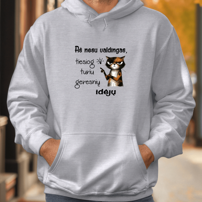 Unisex džemperis su spauda „Aš nesu valdingas“