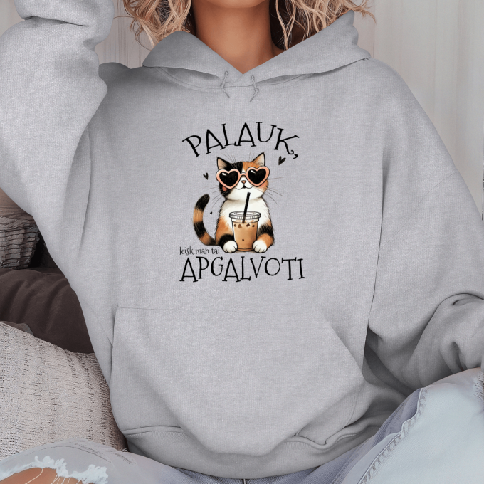 Unisex džemperis su spauda „Palauk, leisk man tai apgalvoti“