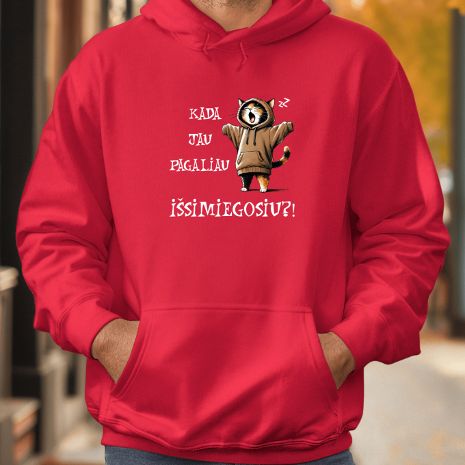Unisex džemperis su spauda „Kada jau pagaliau išsimiegosiu?“ - Image 4