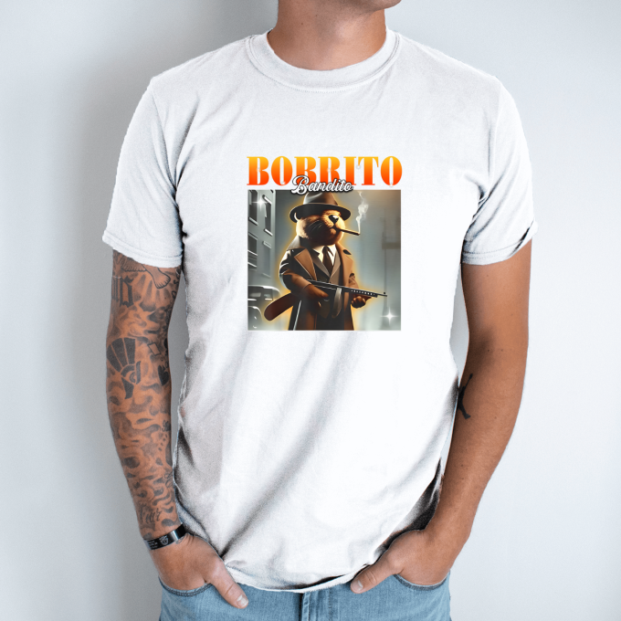 Unisex marškinėliai su spauda „Bobrito Bandito“ - Image 2