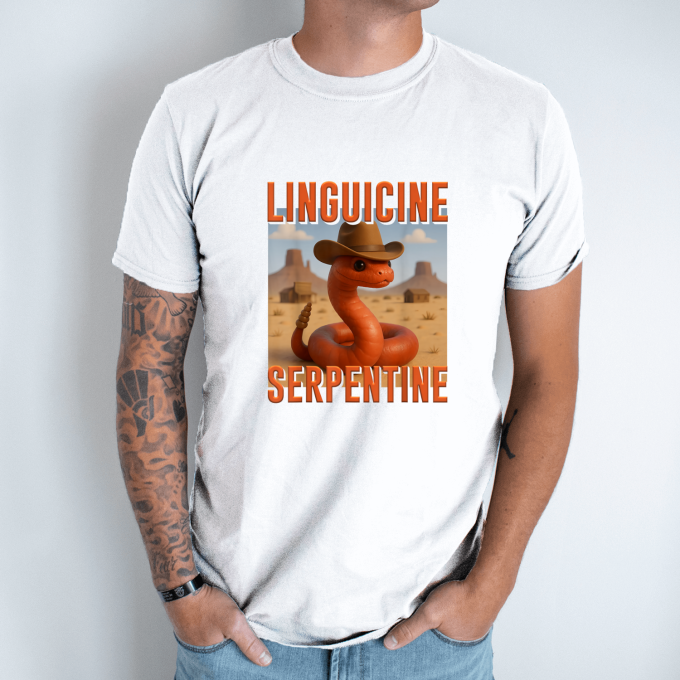 Unisex marškinėliai su spauda „Linguicine Serpentine“