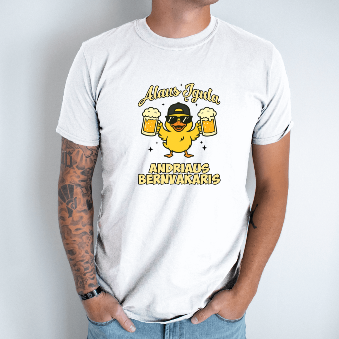 Unisex marškinėliai su spauda „Alaus įgula“