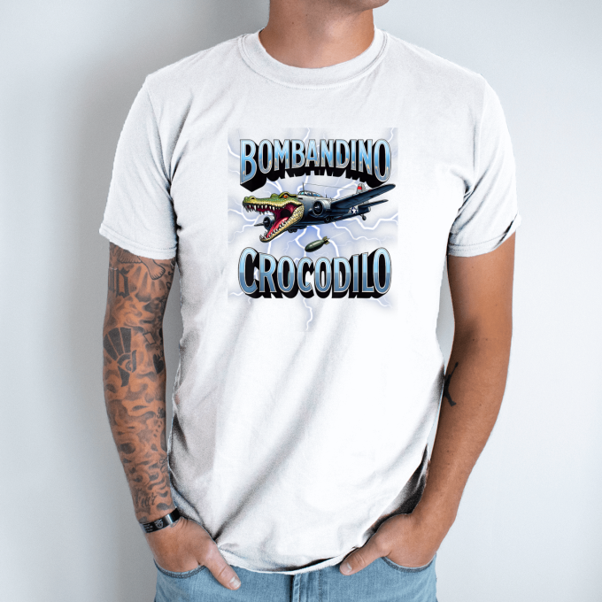 Unisex marškinėliai su spauda „Bombandino Crocodilo Skraidantis žvėris“ - Image 2
