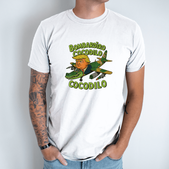 Unisex marškinėliai su spauda „Bombardino cocodilo“